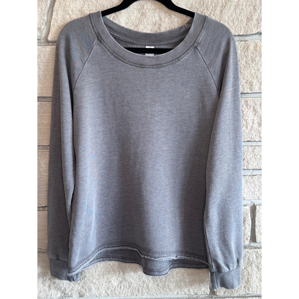 Alternative Apparel Gray Raw Hem Raglan Sweatshirt Medium NWOT